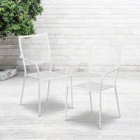 Flash Furniture CO-2-WH-GG Steel Patio Chair in White